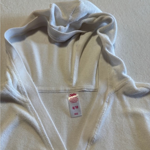 Justice Bathing Suit Cover up White Hooded Tunic with Pocket Girls Size 8/10 - Picture 7 of 9